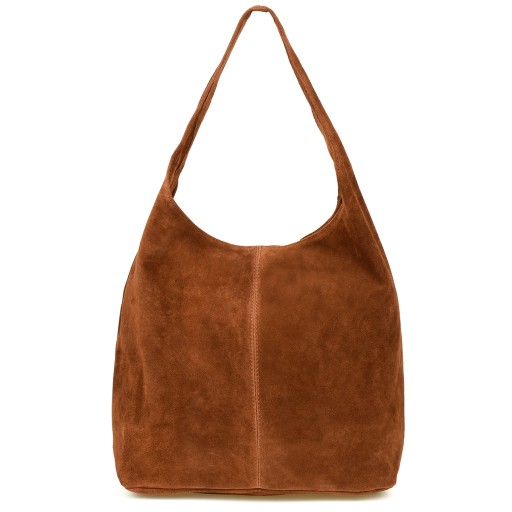 Bolso saco de serraje camel para mujer Pamela