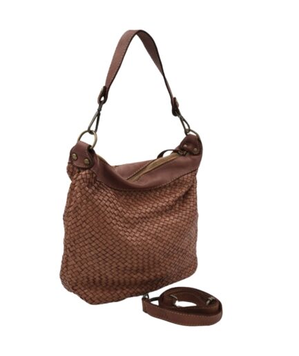 Bolso bandolera  todo trenzado camel Sicilia