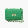 Bolso bandolera de mujer en piel verde esmeralda auténtica sauvage acolchada Chantal