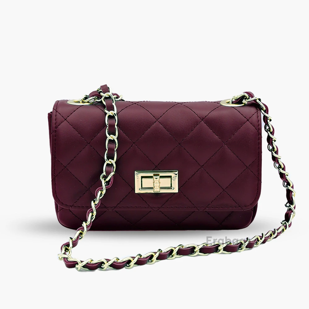 Bolso bandolera de mujer en piel buganvilla auténtica sauvage acolchada Chantal