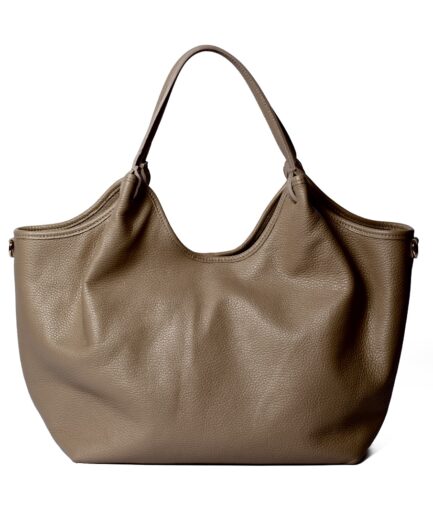 Bolso tote con bandolera de piel topo Gabriela