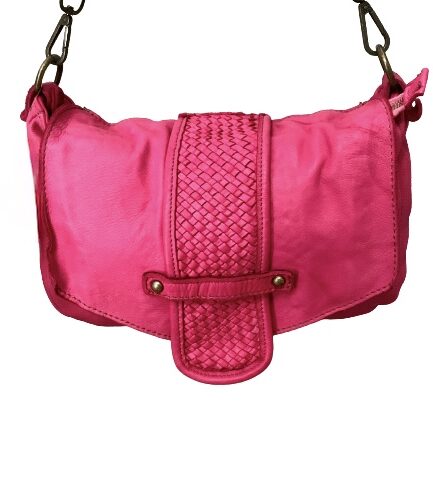 Bolso bandolera de piel fucsia diseño elegante Lieja