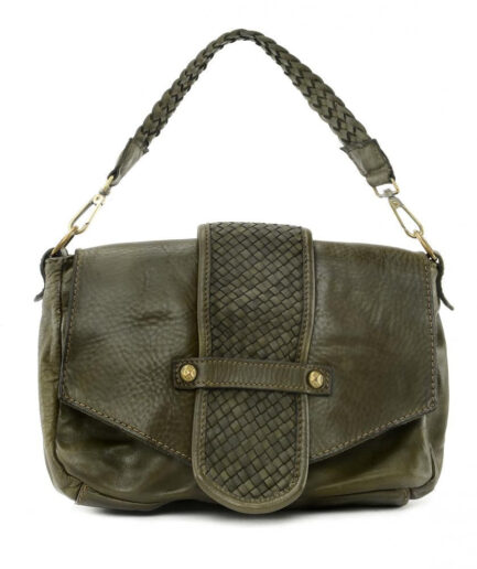 Bolso bandolera de piel caqui diseño elegante Lieja