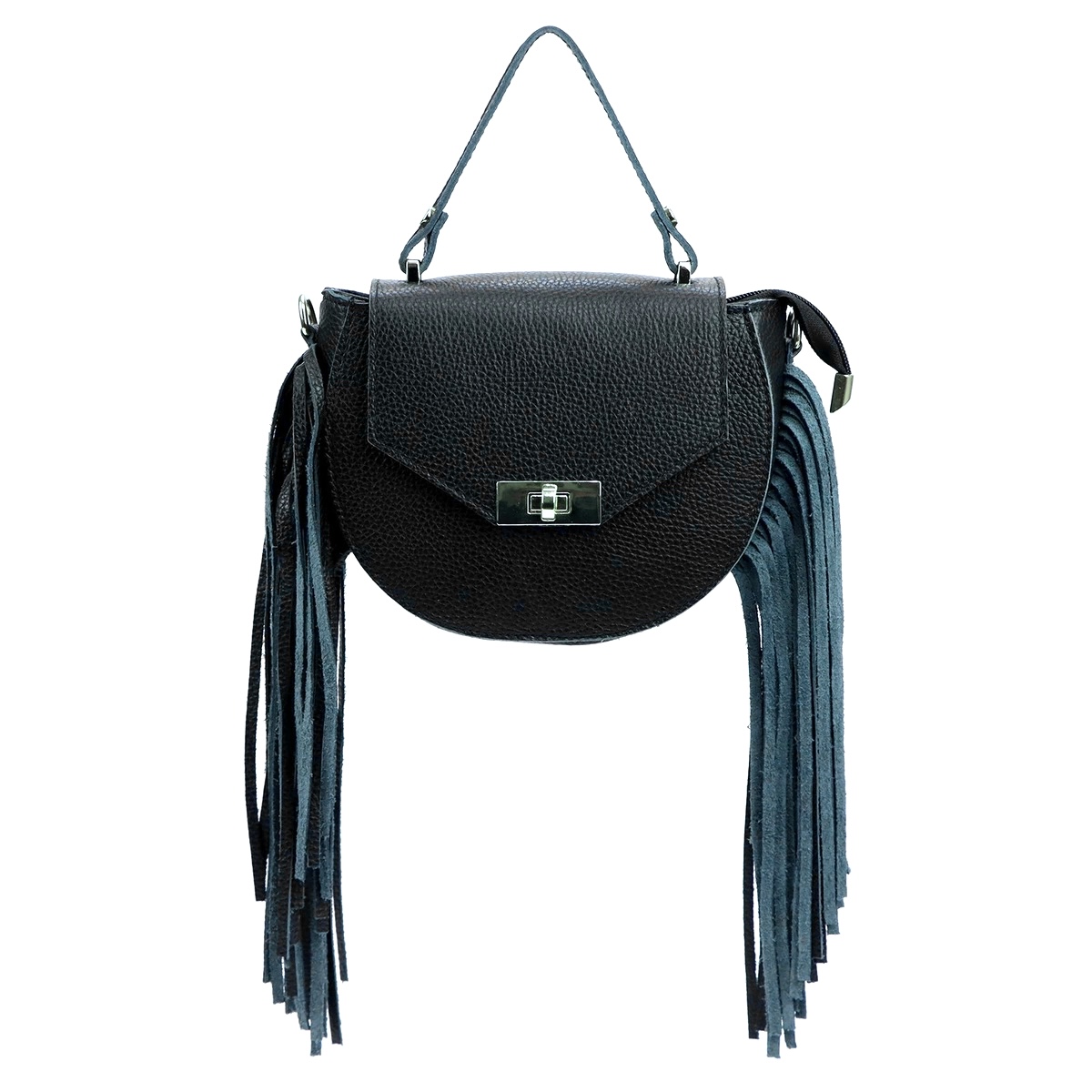 Bolso baúl azul marino con flecos Soledad