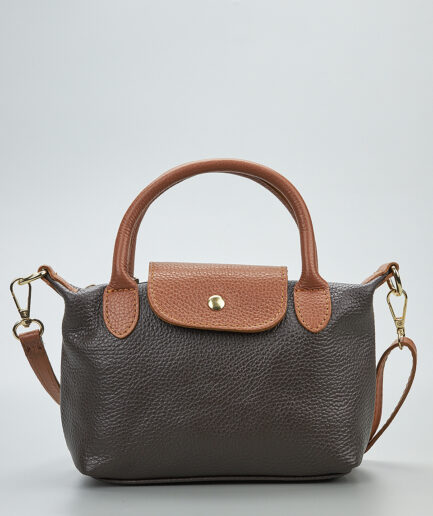 Bolso marrón de piel genuina de diseño minimalista y elegante Paloma