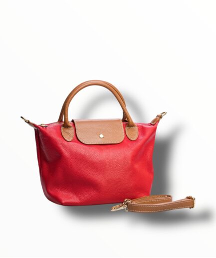 Bolso rojo de piel genuina de diseño minimalista y elegante Paloma