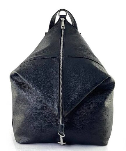 Mochila mediana antirrobo de cuero negro Paola