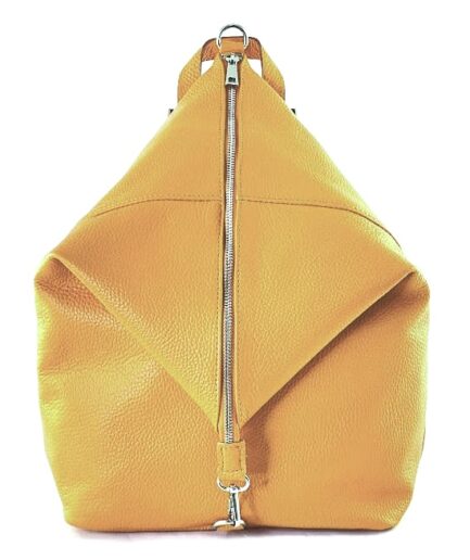 Mochila mediana antirrobo de cuero amarillo Paola