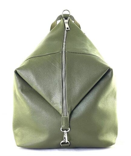 Mochila mediana antirrobo de cuero verde Paola