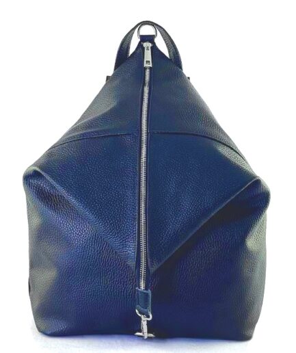 Mochila mediana antirrobo de cuero azul Paola