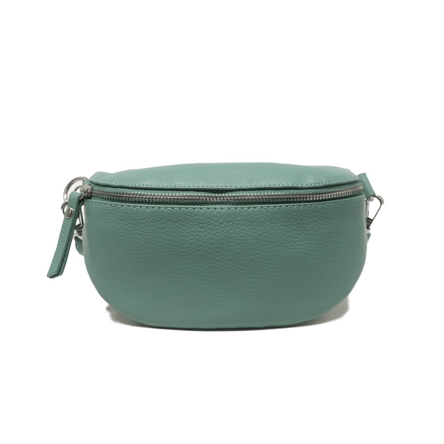 Riñonera de piel verde agua Mika