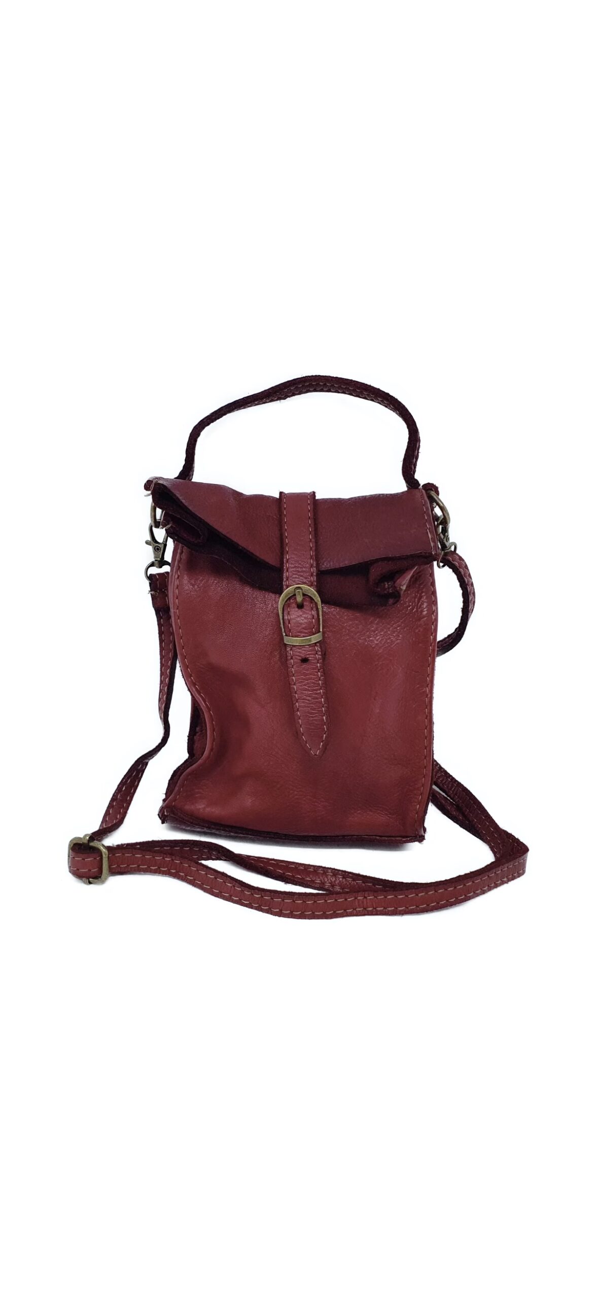 Porta móvil granate, mini bolso piel lavada Italia Abby