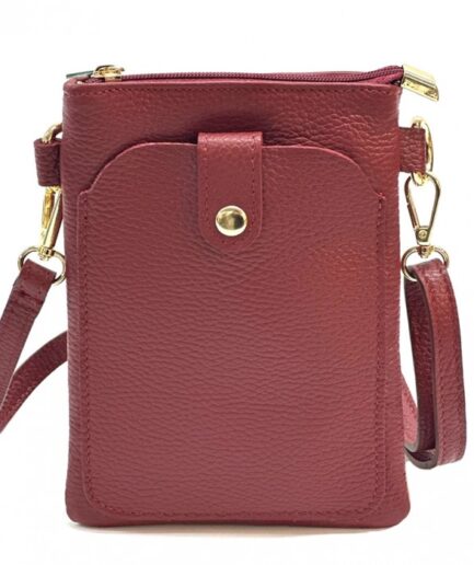Bandolera portamóvil de cuero buganvilla Elisabeth
