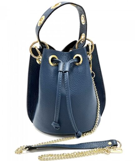 Bolso bombonera azul de cuero Julia