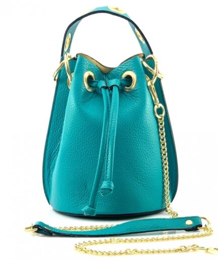 Bolso bombonera turquesa de cuero Julia