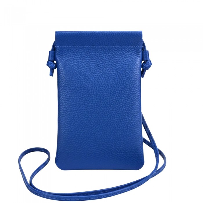 Bolso porta móvil mujer en piel Italiana azul Perla