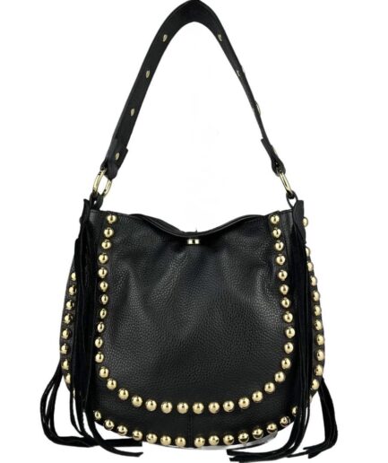 Bolso negro western en piel auténtica Marcela