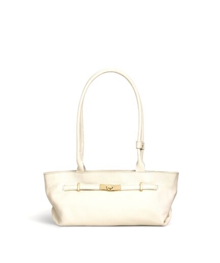 Bolso de hombro en piel beige Elzbieta