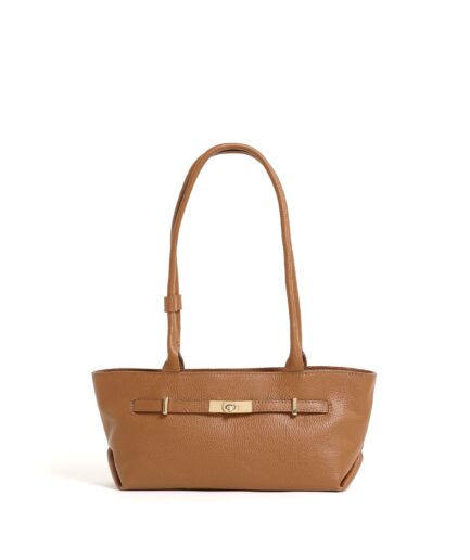 Bolso de hombro en piel camel Elzbieta