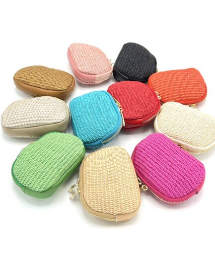 Monederos de cuero y paja