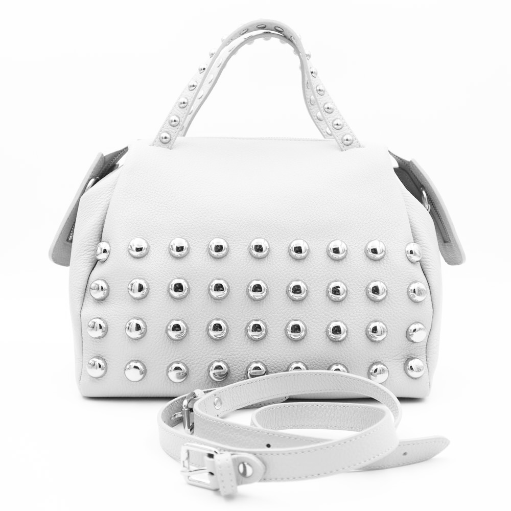 Bolso bowling en piel blanco Arua