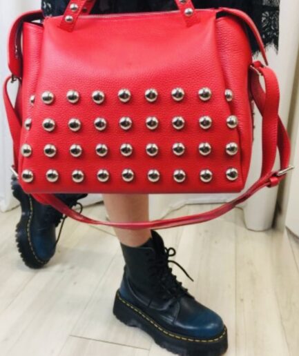 Bolso bowling en piel rojo Arua