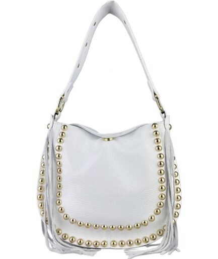 Bolso blanco roto western en piel auténtica Marcela