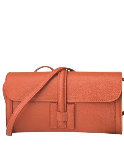 Bolso de mano en cuero color naranja Hellen