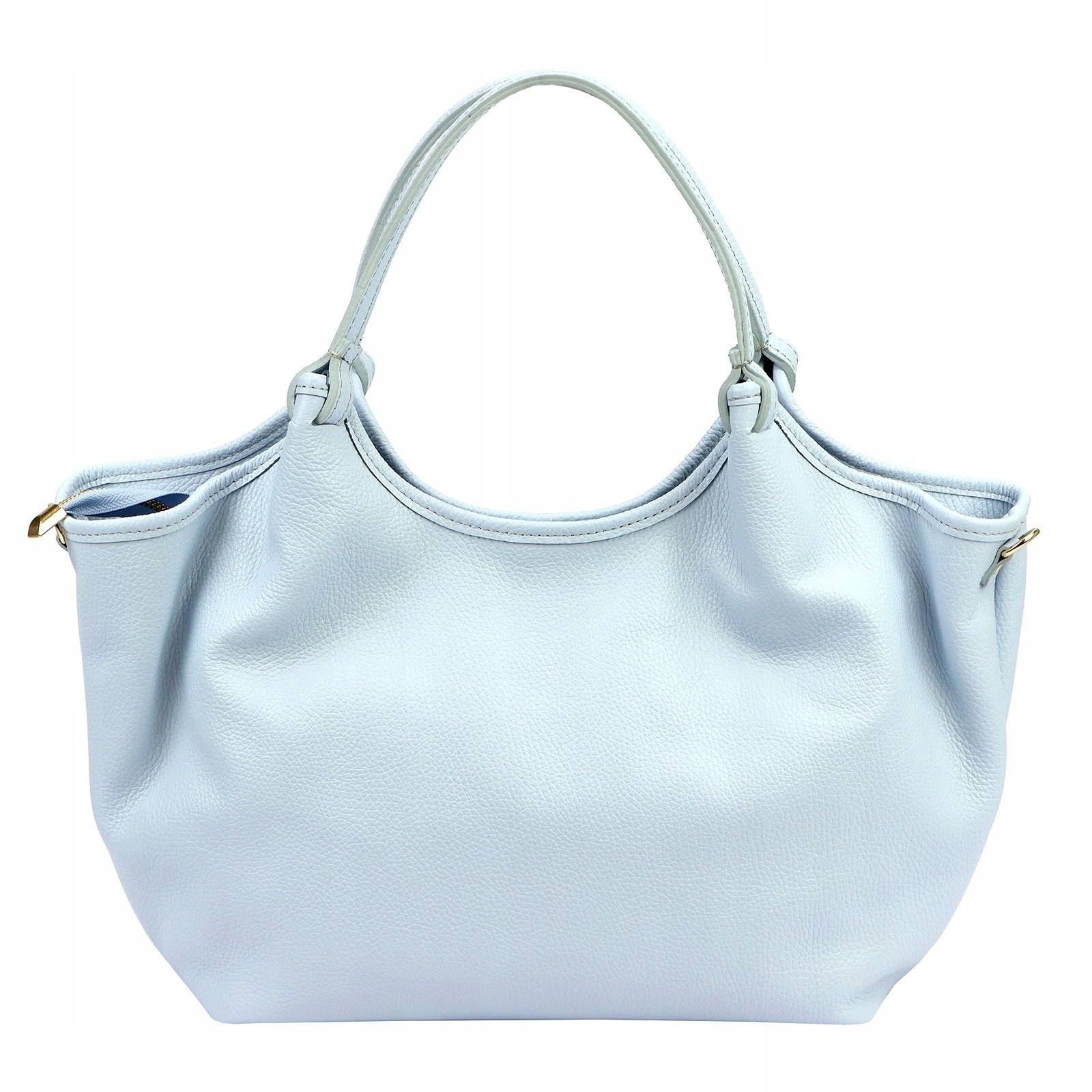 Bolso tote con bandolera de piel azul pastel Barbara