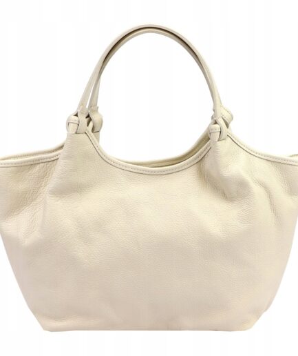 Bolso tote con bandolera de piel beige Gabriela
