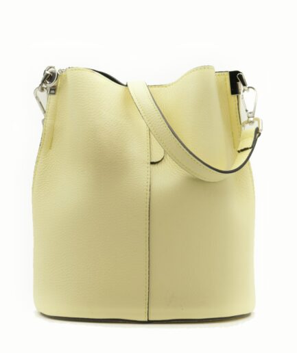 Bolso cubo vainilla de hombro en cuero Italiano Chiara