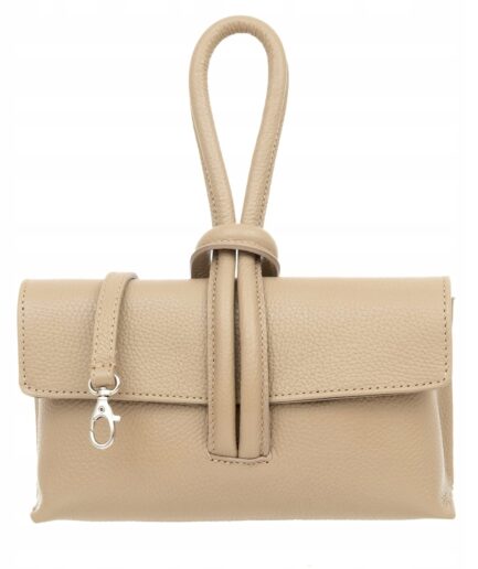 Bolso de piel tipo baguette Molly – Elegante y compacto con bandolera taupe