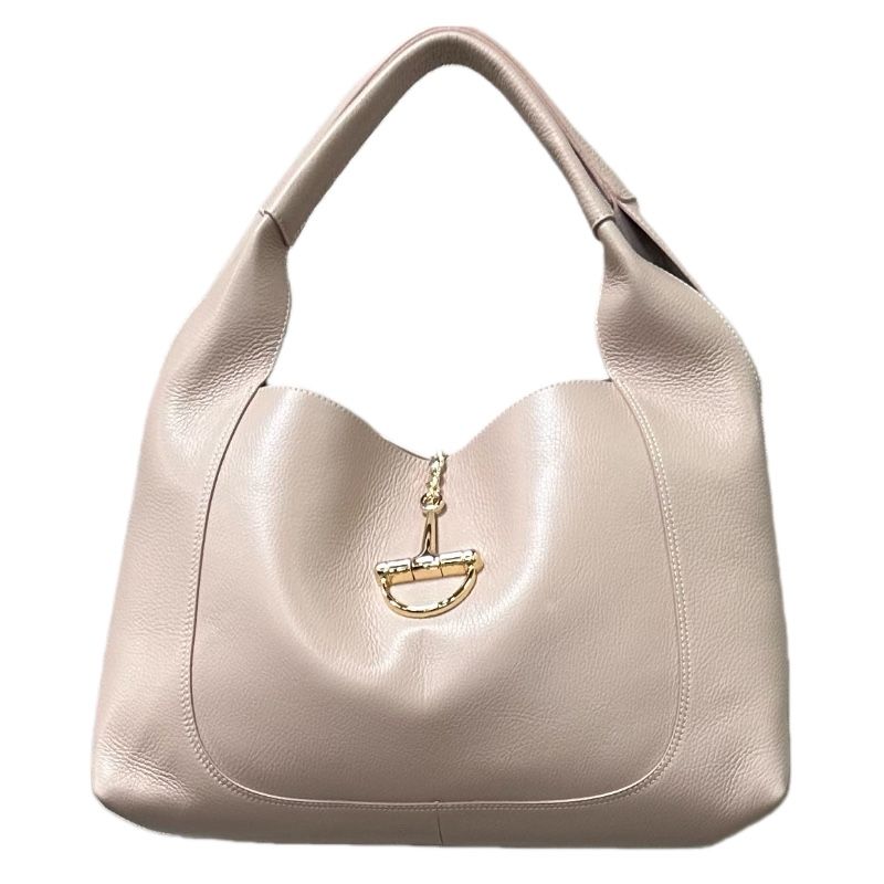 Bolso grande de piel rosa palo con asa y bandolera Lucia