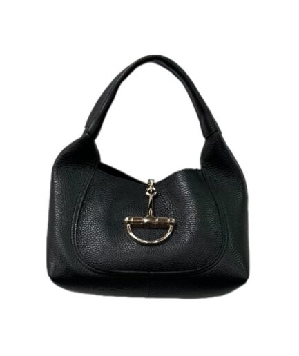 Bolso de piel negro con asa y bandolera Nines