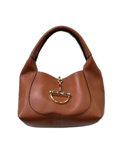 Bolso de piel camel con asa y bandolera Nines