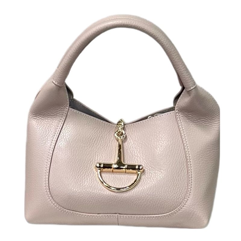 Bolso de piel rosa palo con asa y bandolera Nines