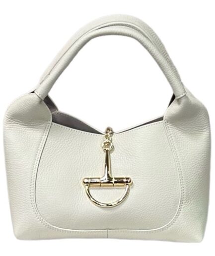 Bolso de piel beige con asa y bandolera Nines