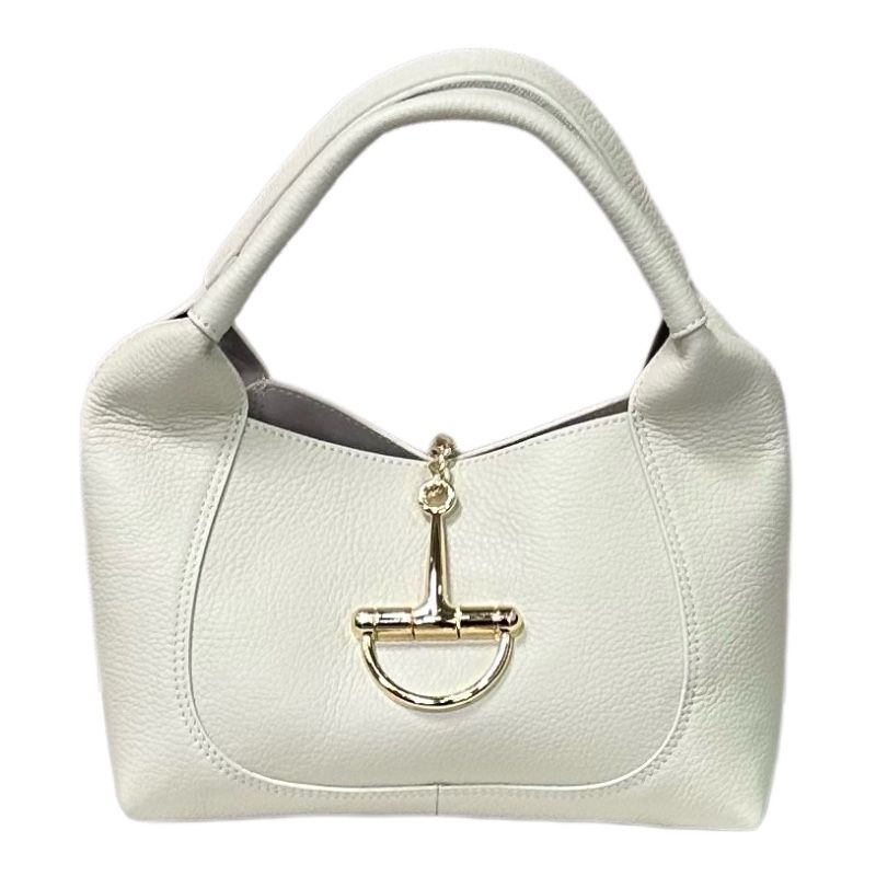 Bolso de piel beige con asa y bandolera Nines