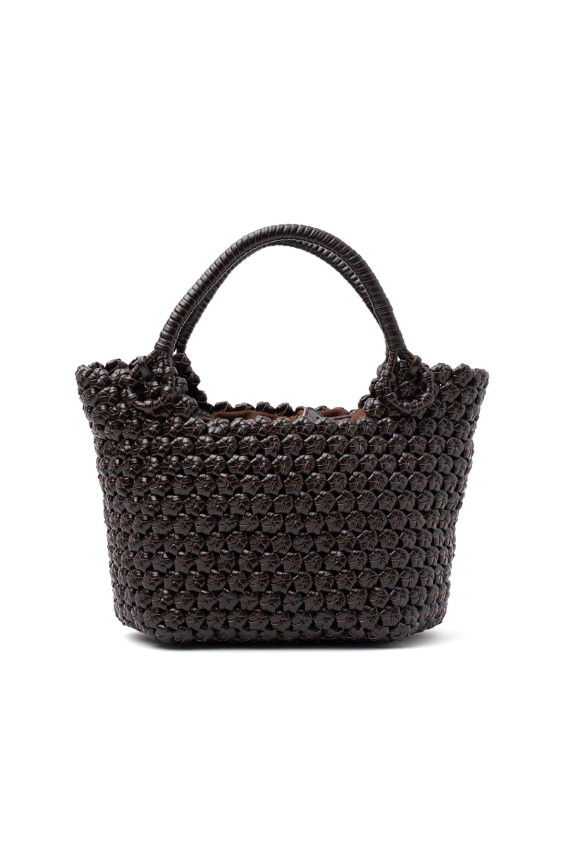 Bolso Cesta de Piel Trenzada marrón Hecho a Mano en Italia Angelina
