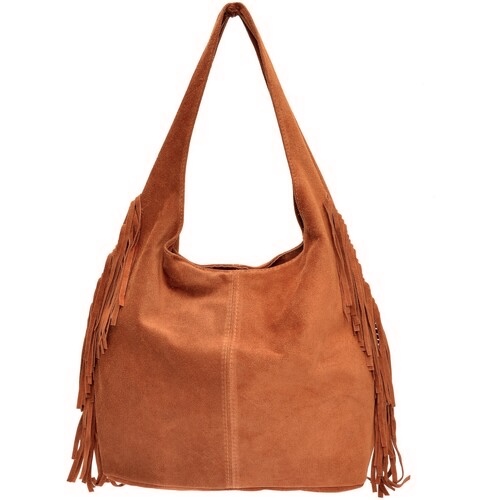 Bolso Hobo de Ante Naranja con Flecos Maggie