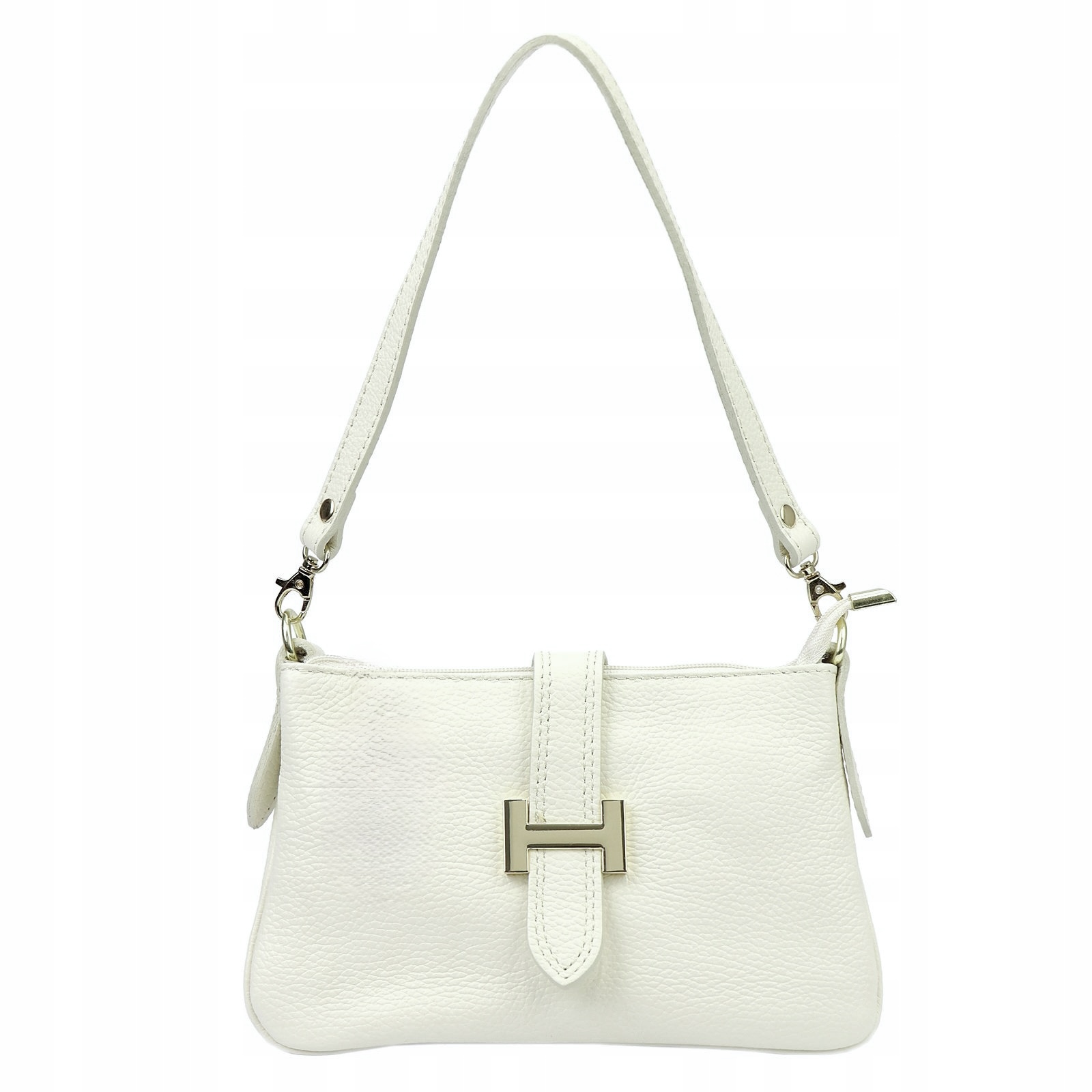 Bolso bandolera blanco de piel auténtica Giannina