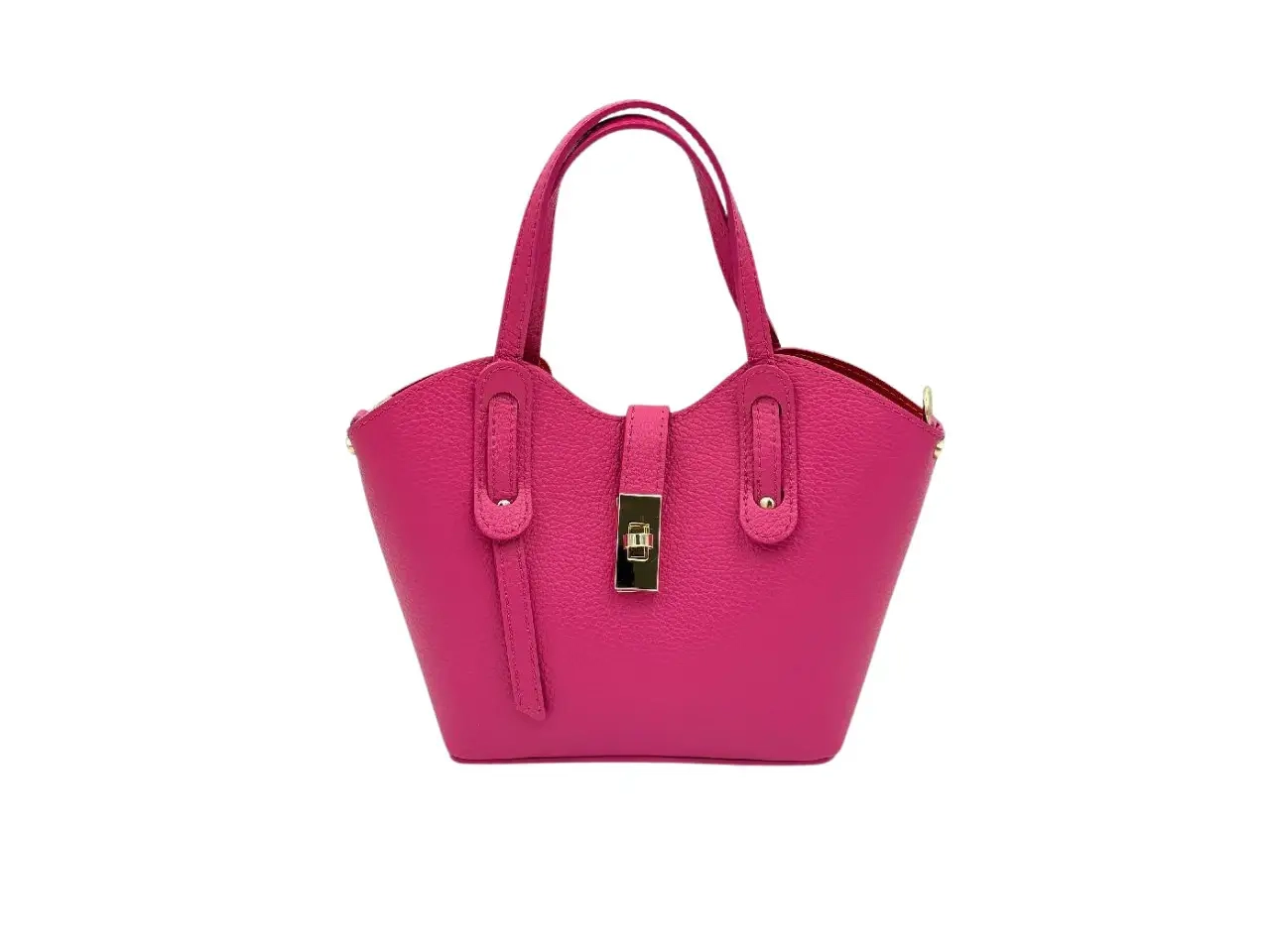 Bolso Mini Tote fuxia de Piel Italiana Louise