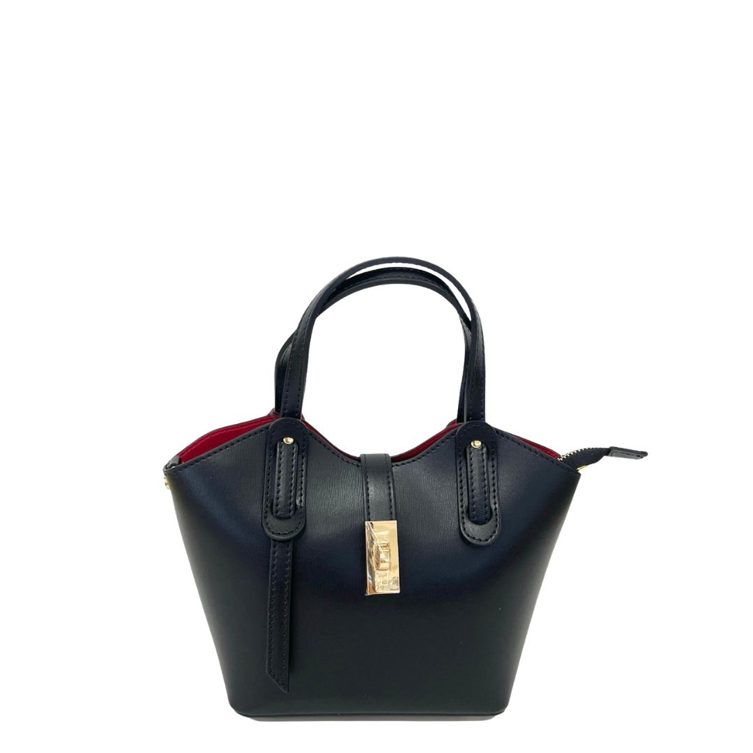 Bolso Mini Tote negro de Piel Italiana Louise