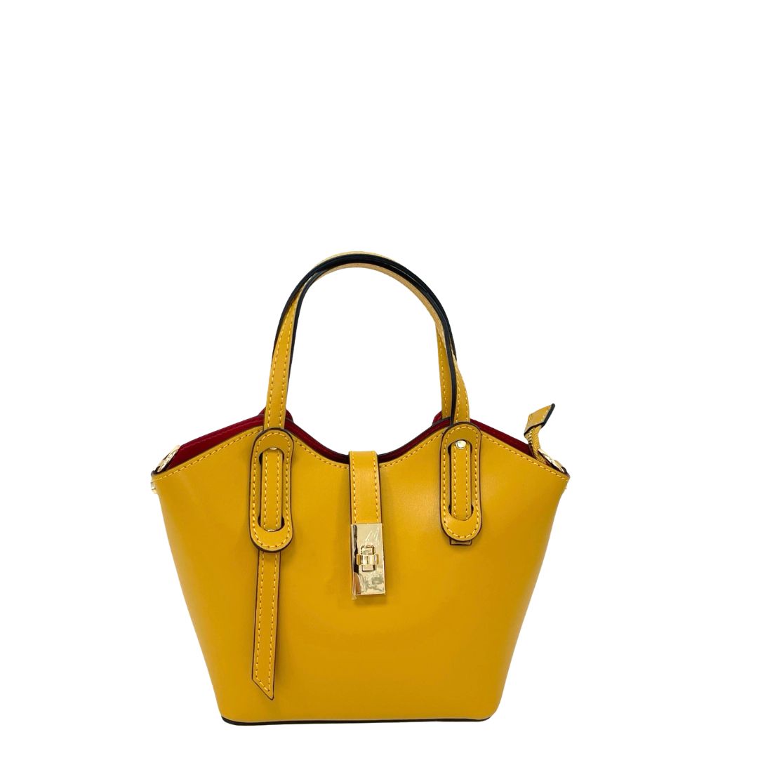 Bolso Mini Tote Mostaza de Piel Italiana Louise