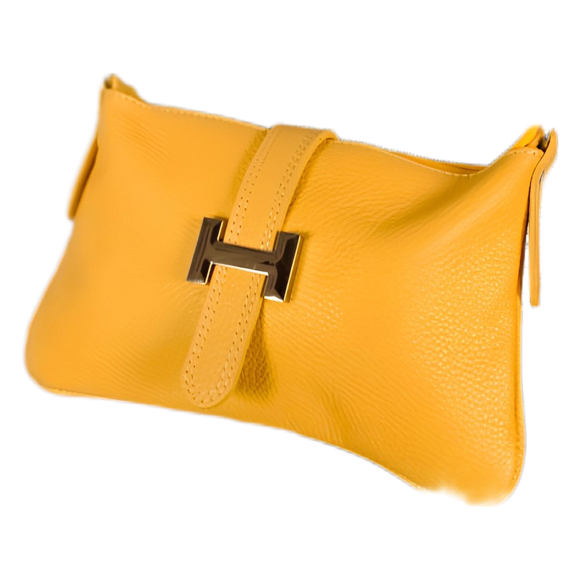 Bolso bandolera mostaza de piel auténtica Giannina