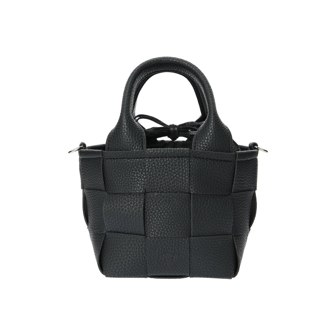 Bolso cesta mini de piel negro italiana trenzada Montserrat – Hecho a mano en Italia
