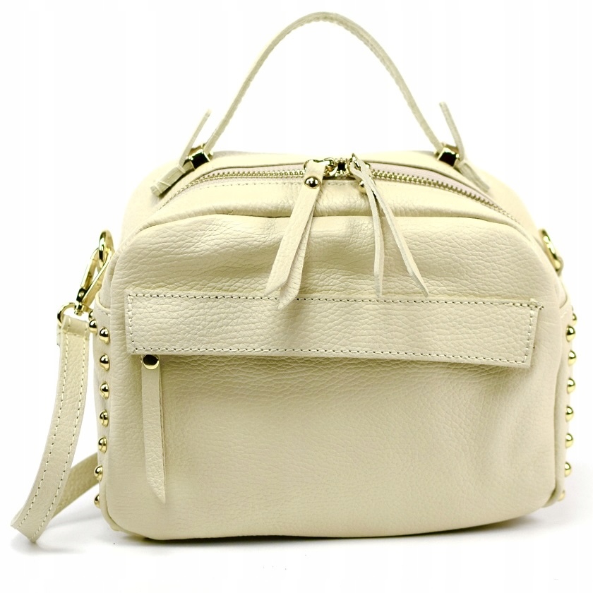 Bolso bandolera amarillo de piel auténtica con detalles de tachuelas Celia