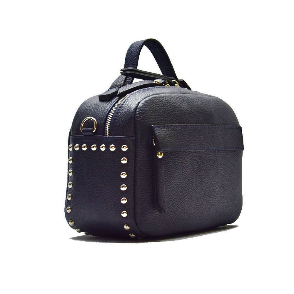 Bolso bandolera azul marino de piel auténtica con detalles de tachuelas Celia