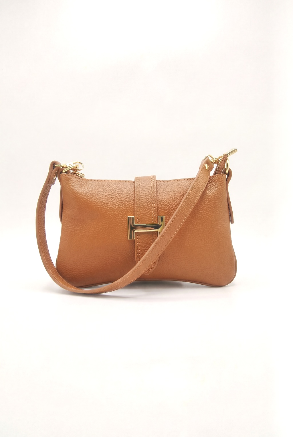 Bolso bandolera camel de piel auténtica Giannina