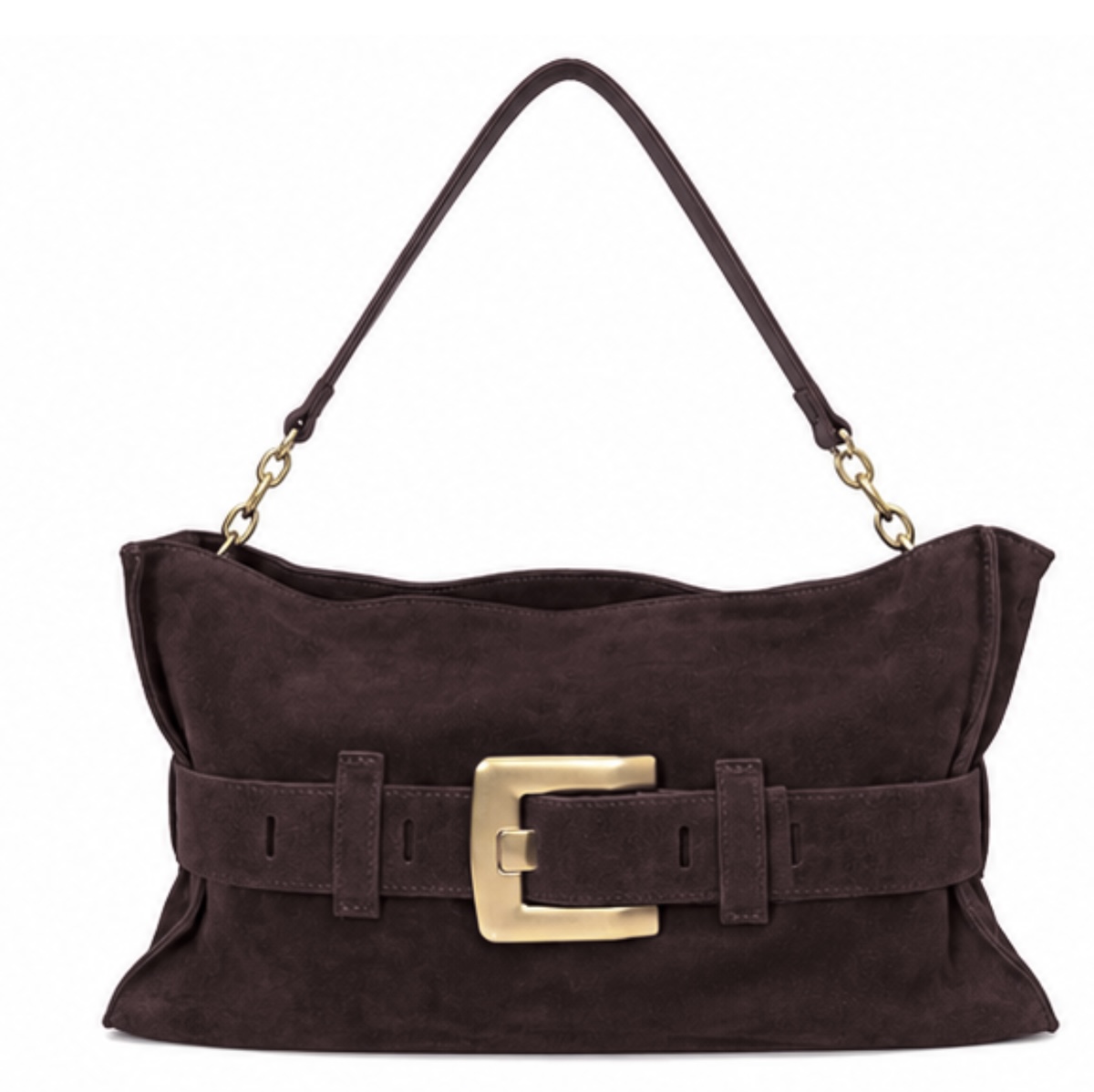 Bolso de hombro con cinturón de ante marrón Josephine